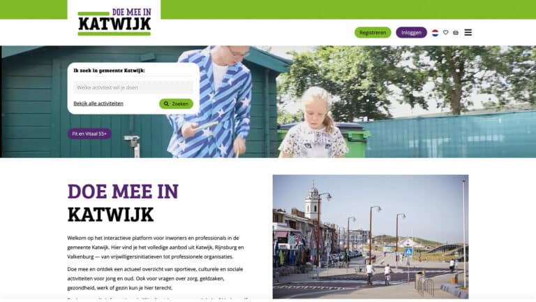 Een screenshot van de vernieuwde website van Doe mee in Katwijk