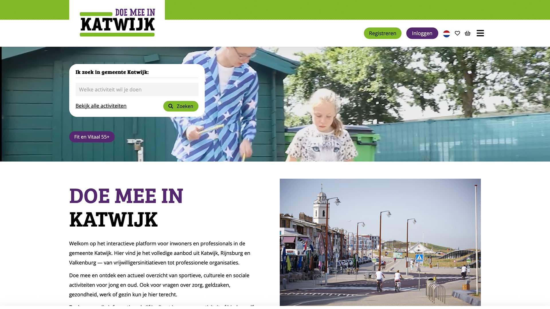 Een screenshot van de vernieuwde website van Doe mee in Katwijk